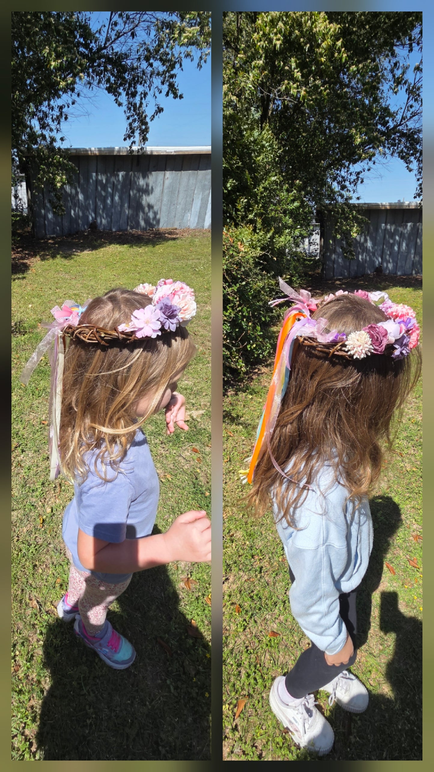 Girls Jasmine vine flower and ribbon headpiece