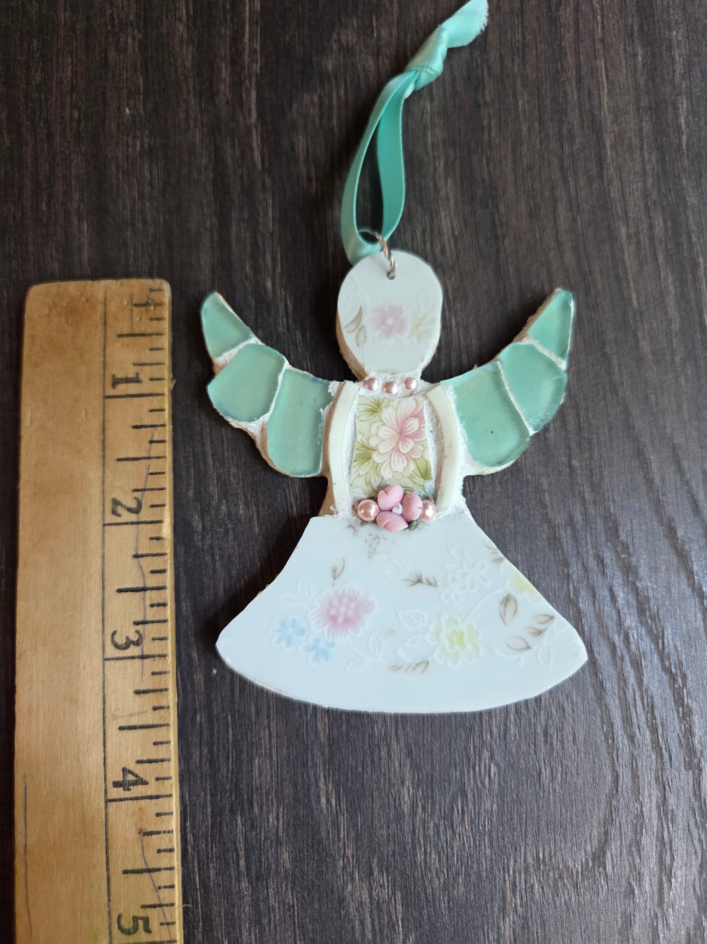 Small pink Broken china mosaic angel