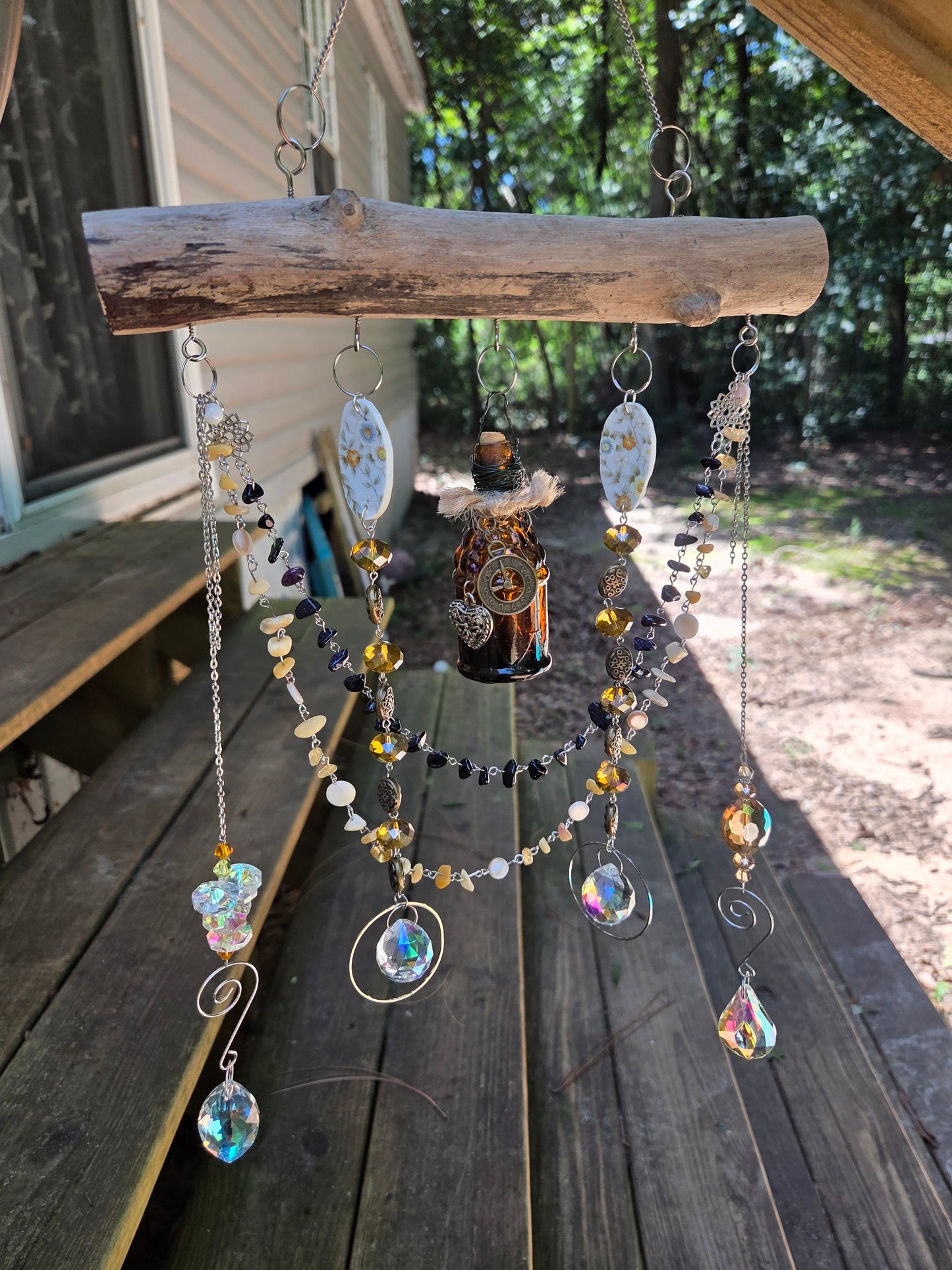 Amber bottle suncatcher