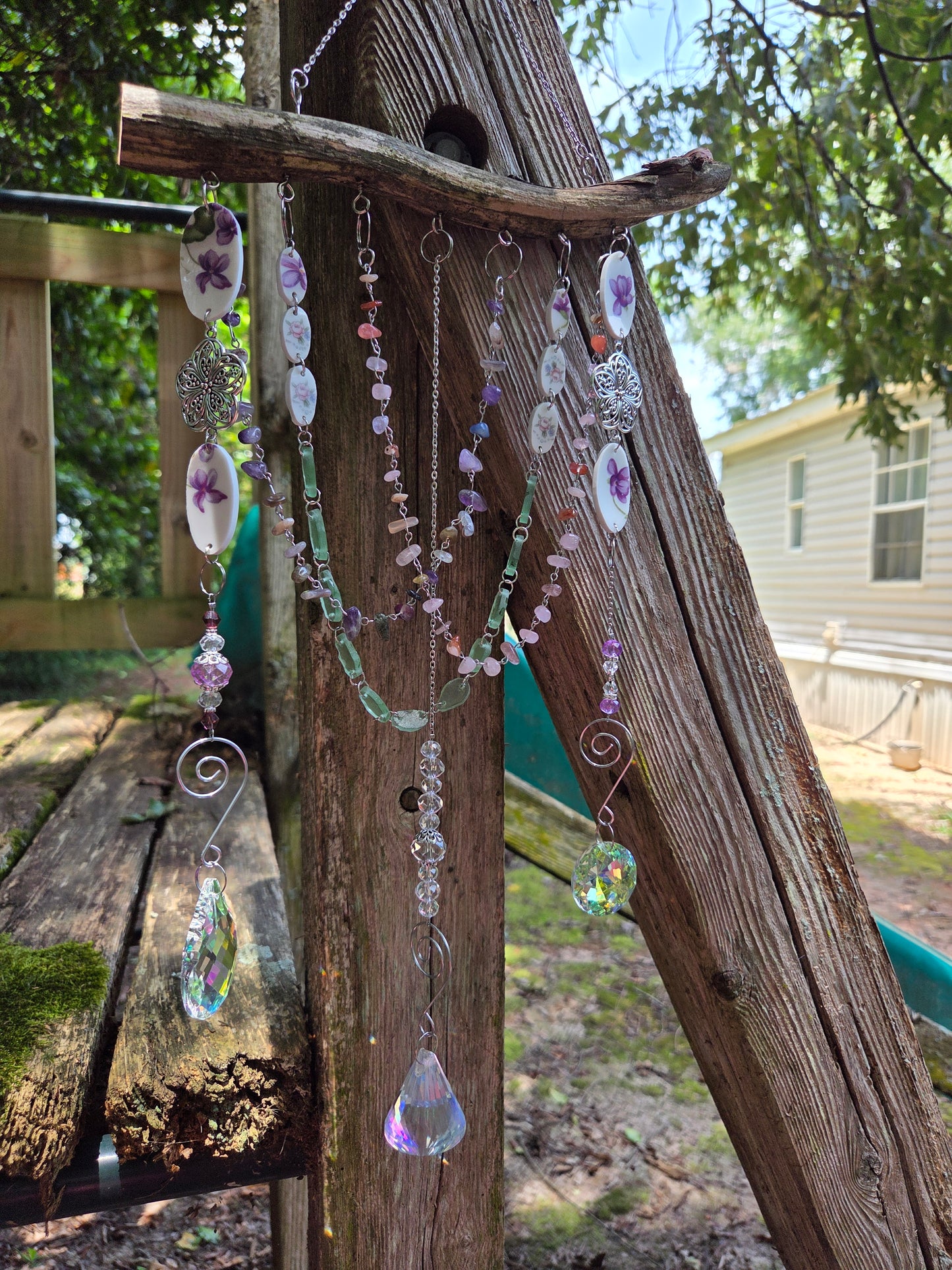 Violet Broken china suncatcher