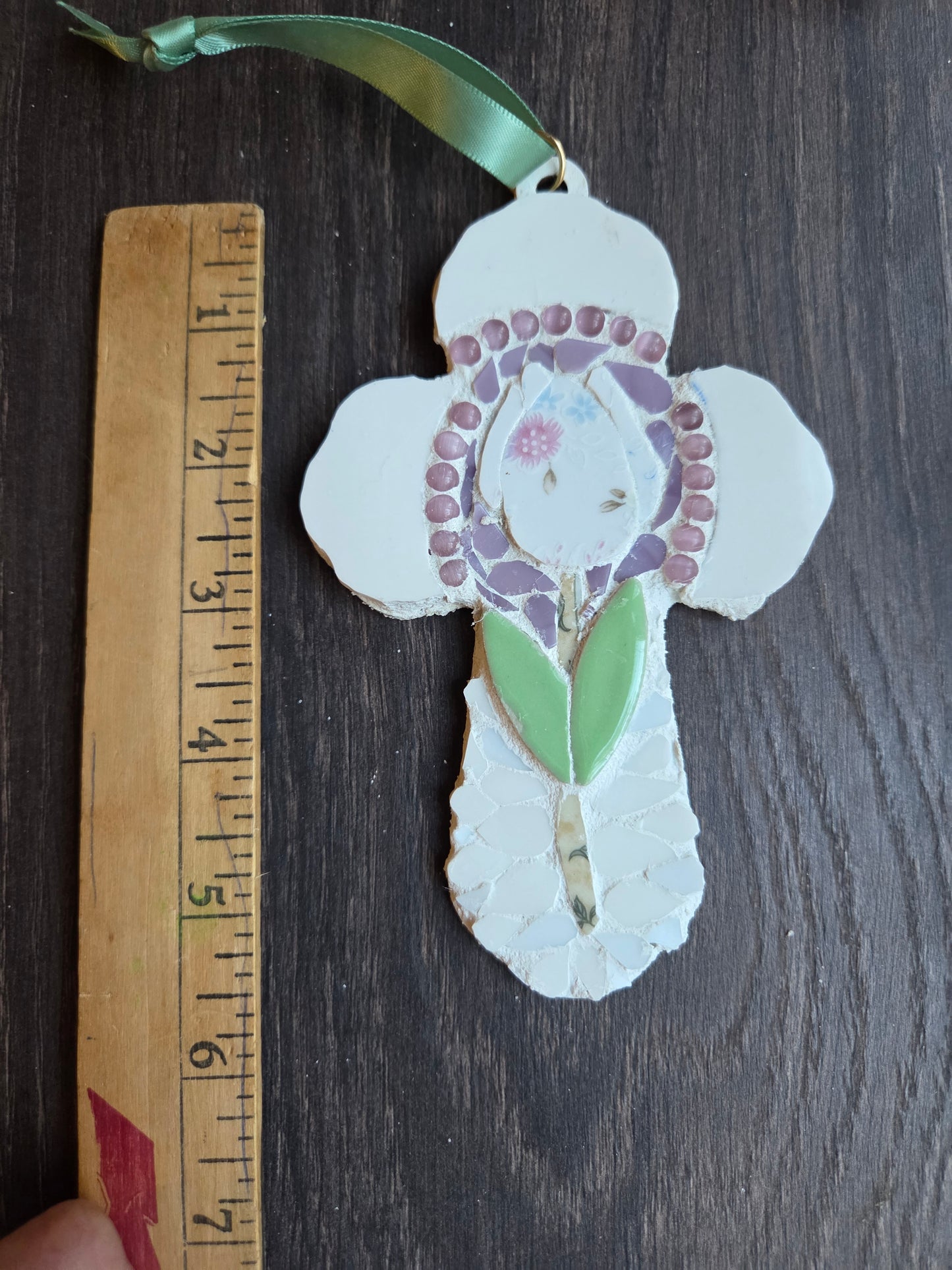 Broken china tulip cross