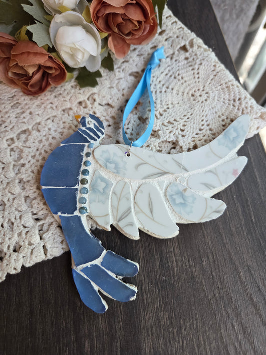 Dark Blue broken china mosaic Dove