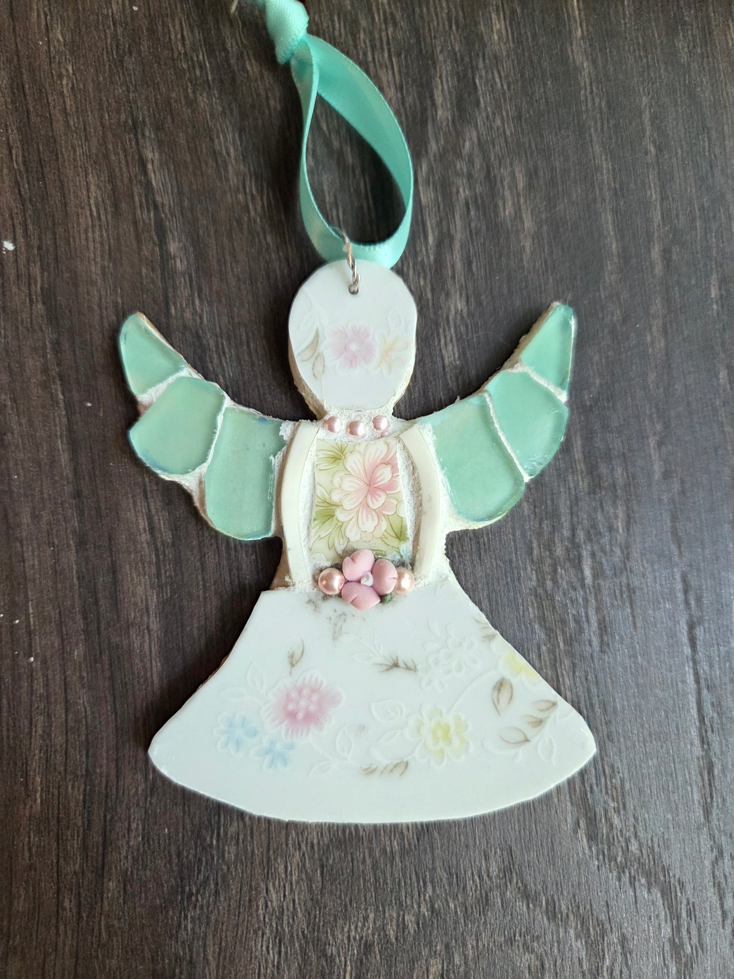 Small pink Broken china mosaic angel