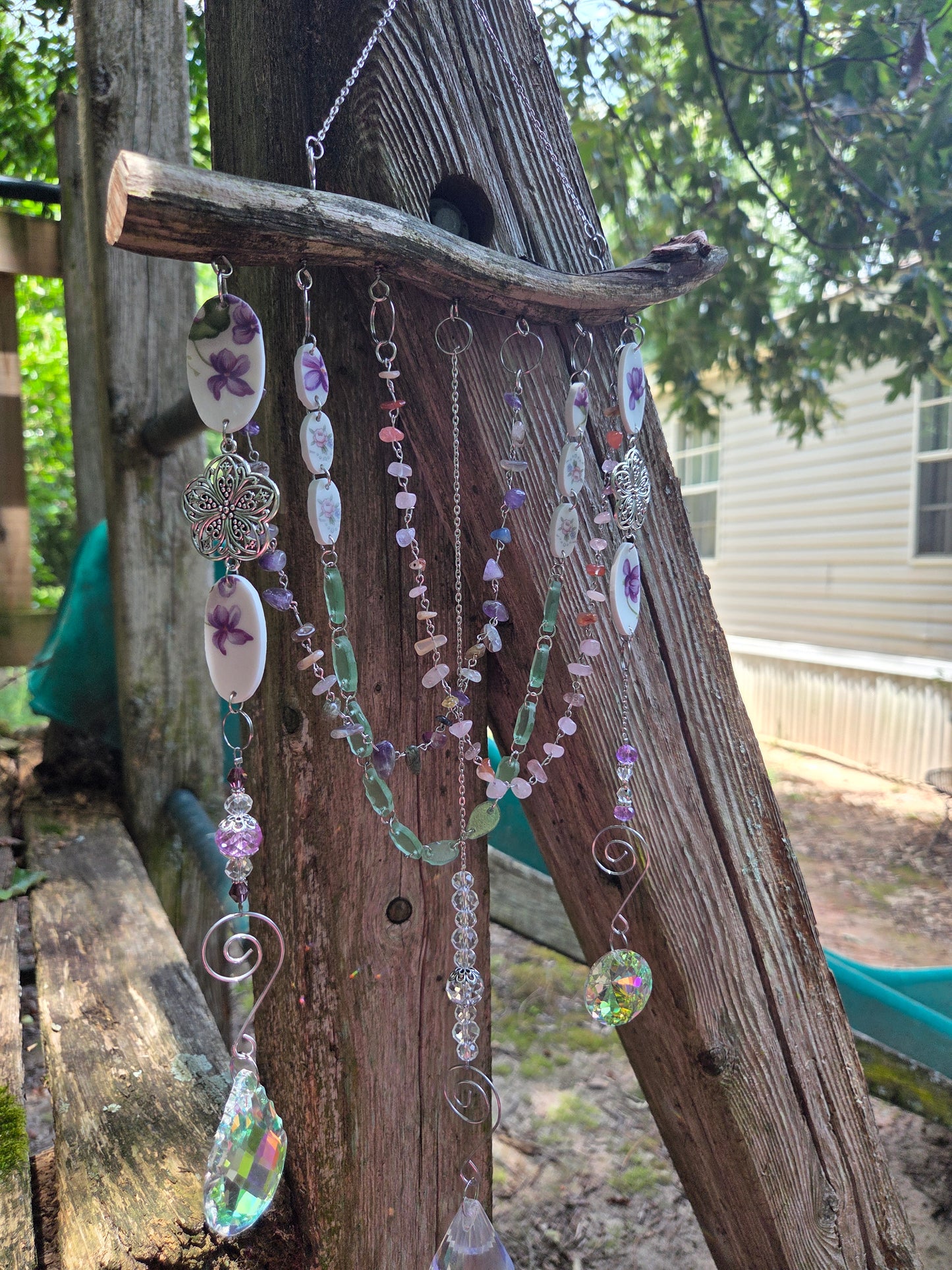Violet Broken china suncatcher