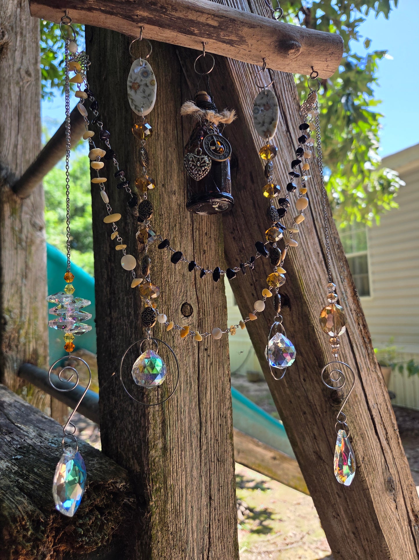 Amber bottle suncatcher